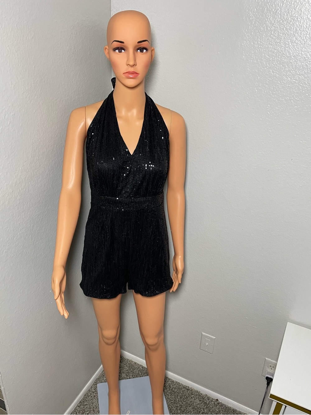 SHEIN Black Satin-Look Draped Top